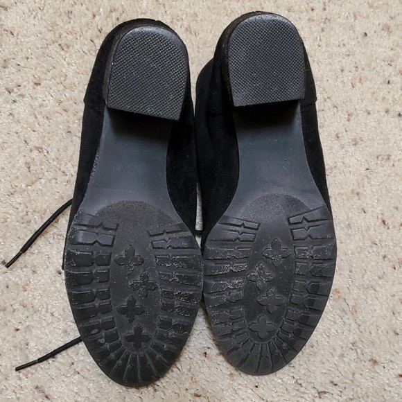 Madden Girl Torch Faux Suede Boots Black Fabric 3" Wrapped Heels Size 7 - Picture 7 of 7